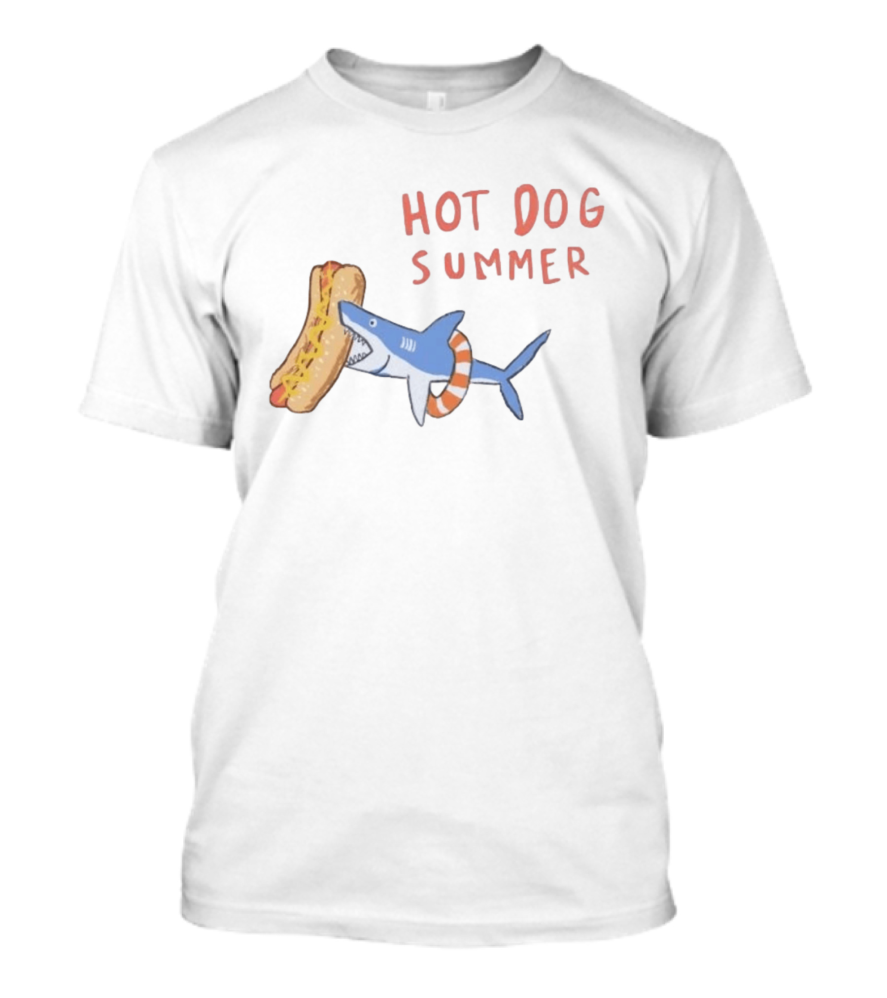 Hot Dog Summer Shark With Life Preserver And Snack T-Shirt