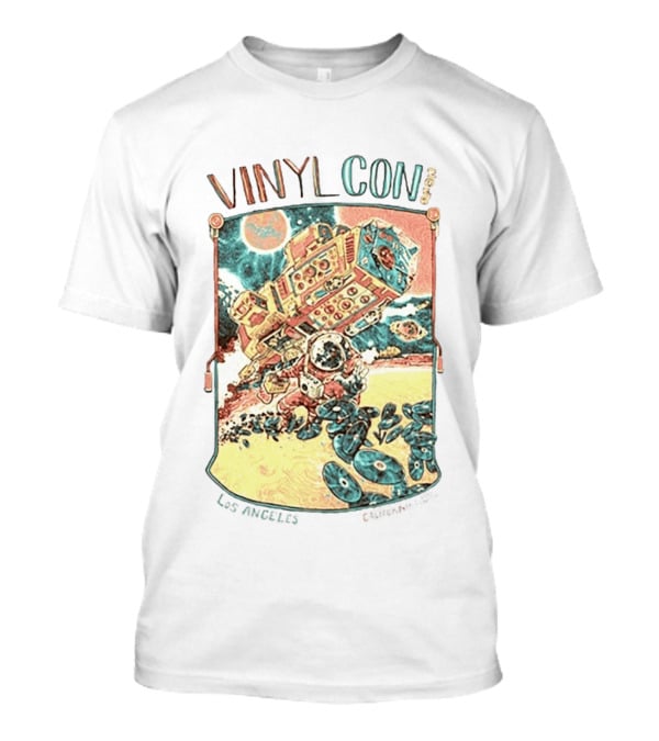 VinylCon 2026 Los Angeles August 22 23 Astronaut Carrying Boom Box With Flying Records Event T-Shirt