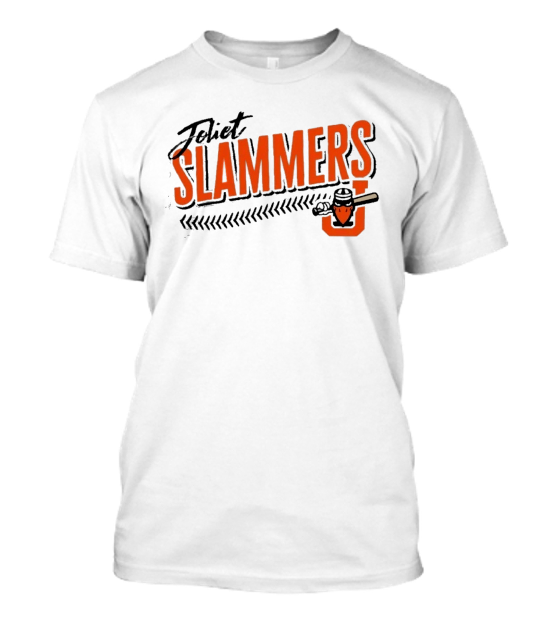 Joliet Slammers Baseball Orange Text With J Batting T-Shirt