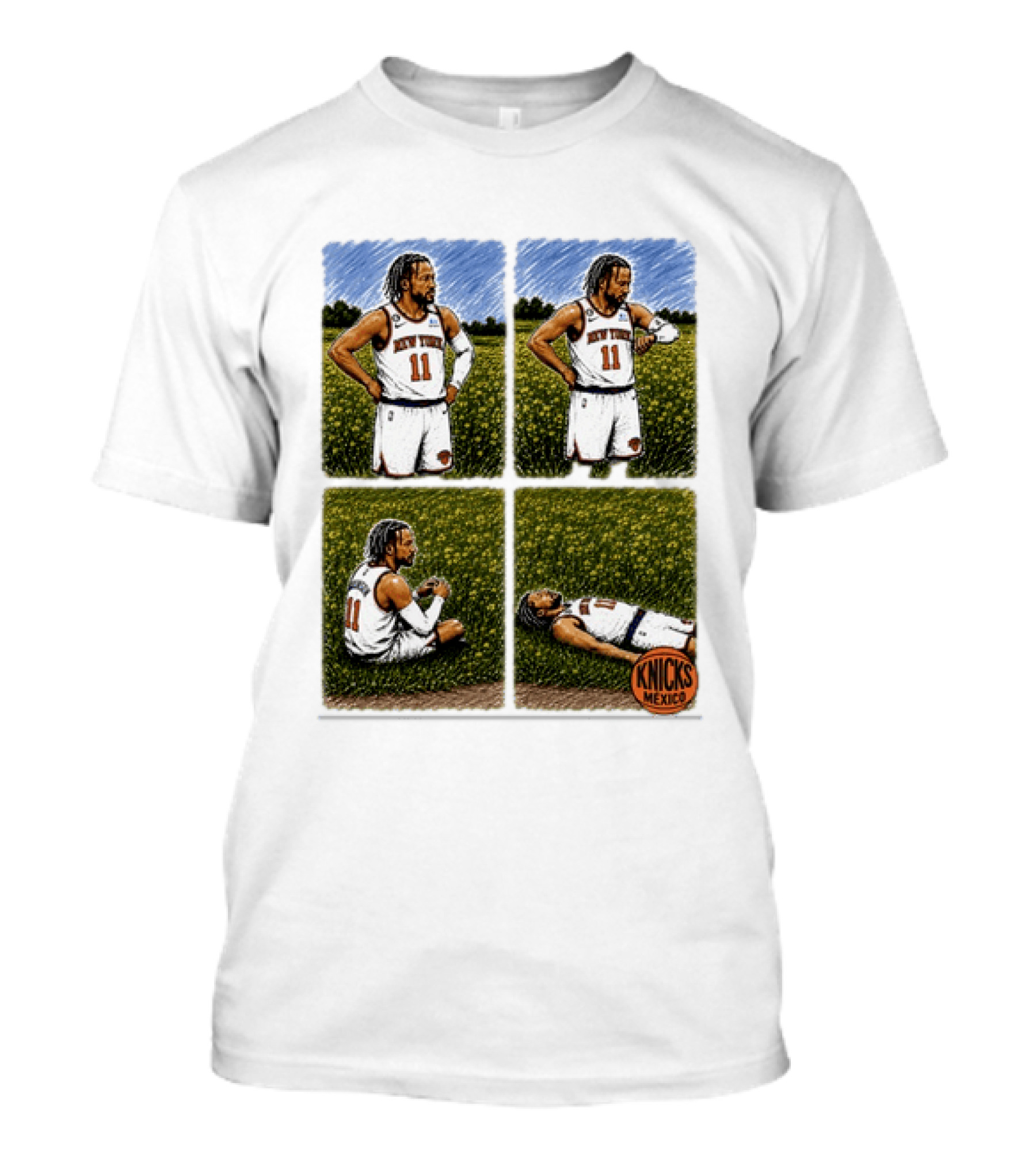 New York Knicks Jalen Brunson Whorled Tickseed Comic Knicks Mexico T-Shirt