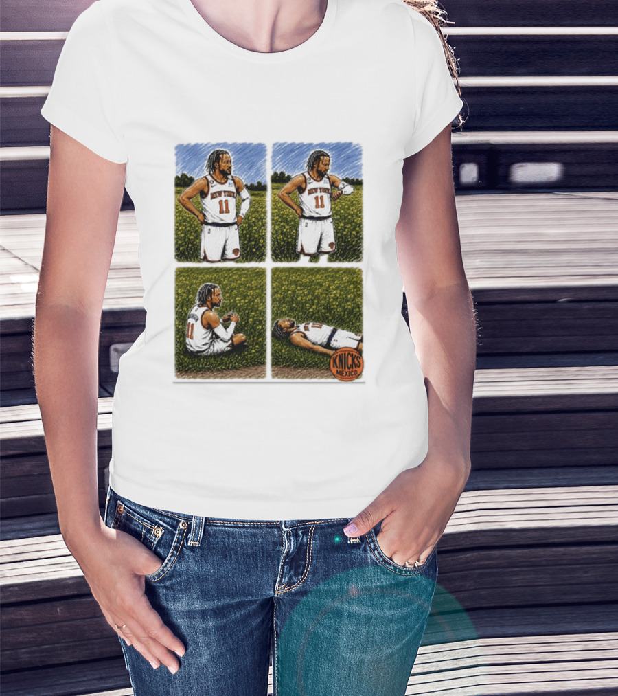 New York Knicks Jalen Brunson Whorled Tickseed Comic Knicks Mexico T-Shirt