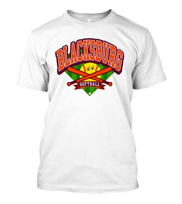 Blacksburg Softball Team Virginia Club Baseball Bat Crossed T-Shirt