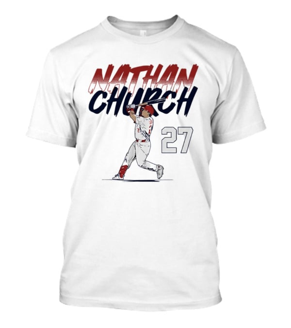 Nathan Church 27 St. Louis Baseball Slugger Swing T-Shirt