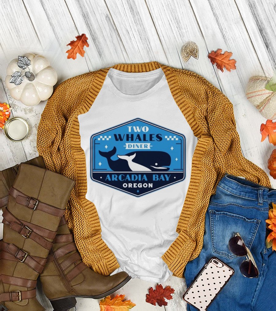 Two Whales Diner Arcadia Bay Oregon Crest T-Shirt