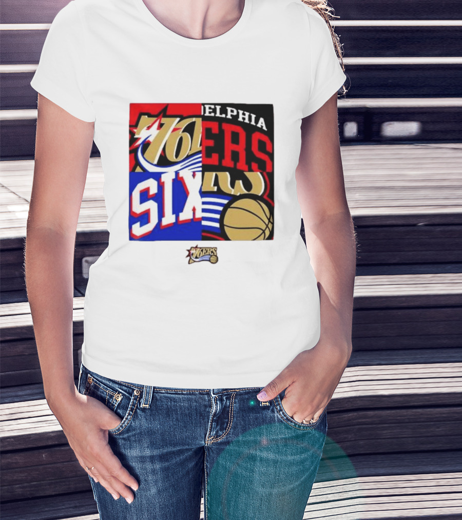 Philadelphia 76ers Vintage Block Logo Compilation NBA Basketball Fan Merch T-Shirt