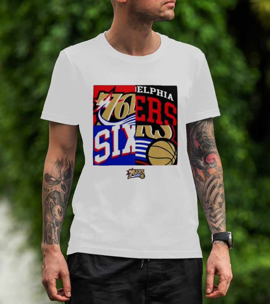 Philadelphia 76ers Vintage Block Logo Compilation NBA Basketball Fan Merch T-Shirt