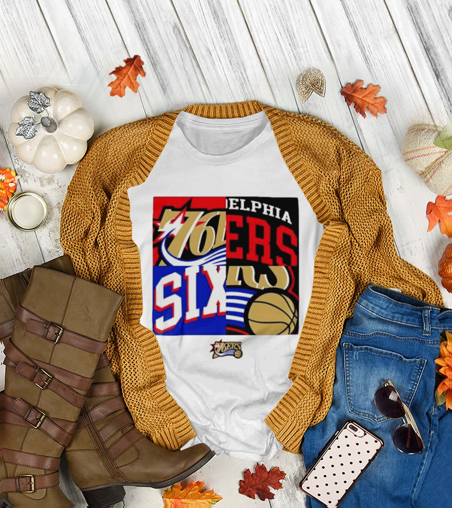 Philadelphia 76ers Vintage Block Logo Compilation NBA Basketball Fan Merch T-Shirt
