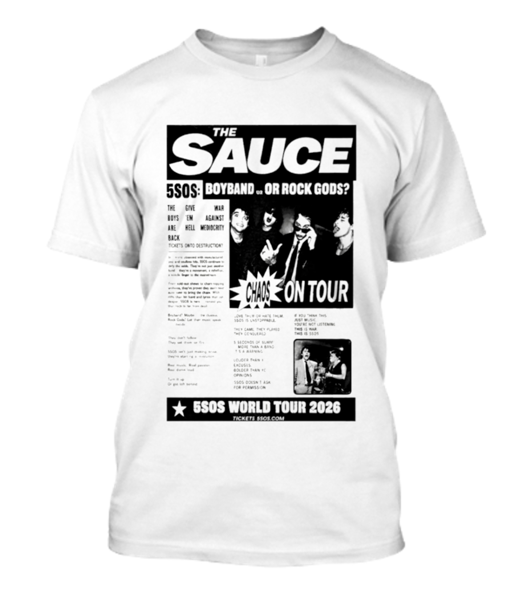 The Sauce 5SOS Chaos On Tour 5 Seconds Of Summer World Tour 2026 T-Shirt