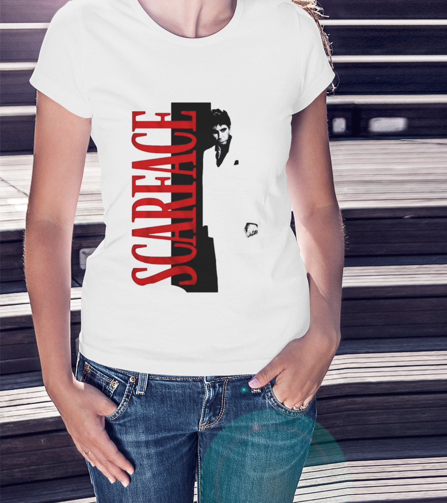Tony Montana Scarface Movie Iconic Red Black T-Shirt