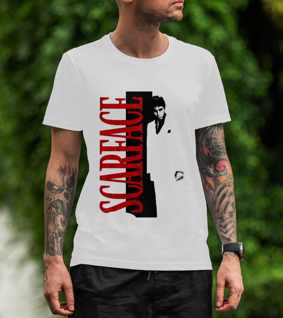 Tony Montana Scarface Movie Iconic Red Black T-Shirt