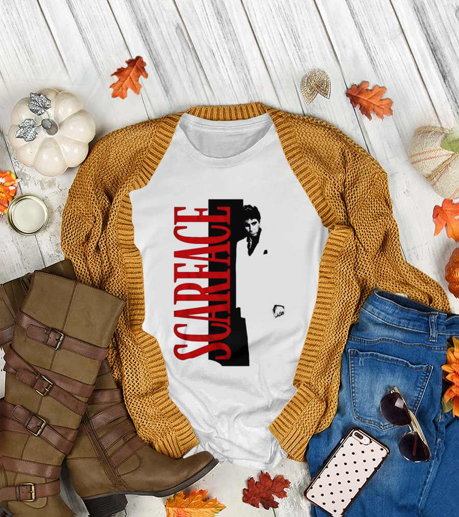 Tony Montana Scarface Movie Iconic Red Black T-Shirt
