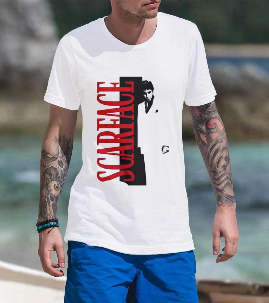 Tony Montana Scarface Movie Iconic Red Black T-Shirt