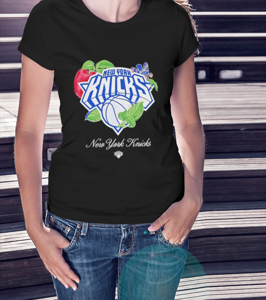 New York Knicks Lifestyle Capsule Floral Fruit Apple Basketball T-Shirt