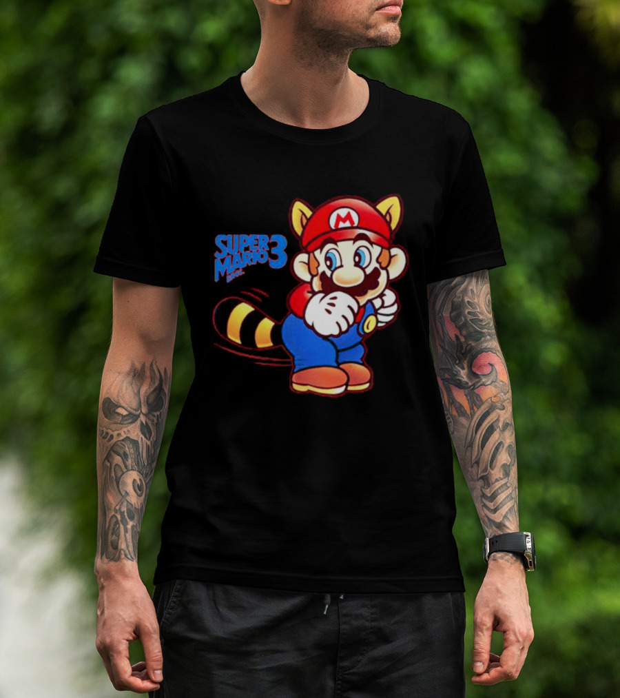Super Mario Bros 3 Raccoon Mario Tail Whip Retro Game Nostalgia T-Shirt