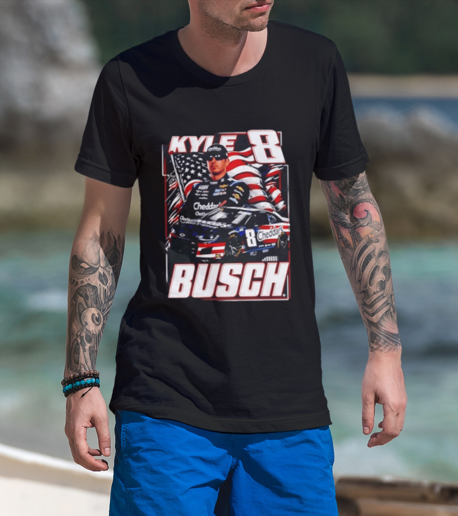 Kyle Busch 8 Cheddar's Racing With American Flag T-Shirt