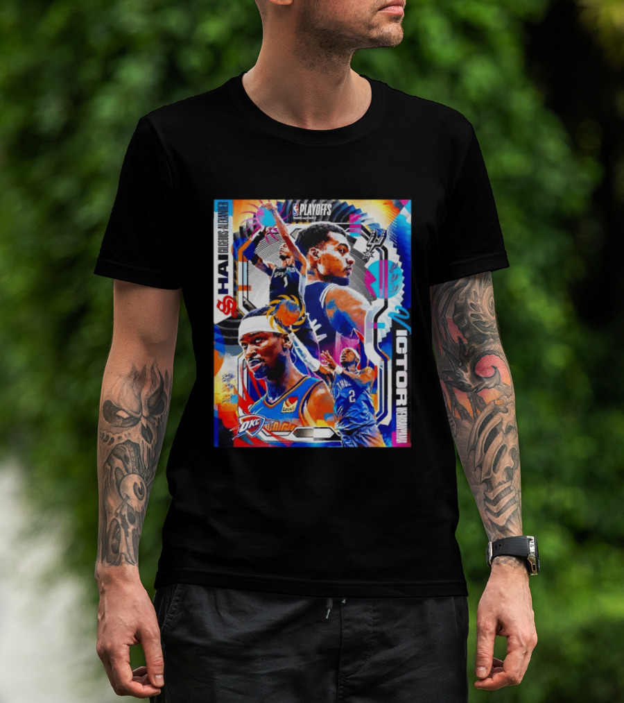NBA Playoffs Shai Gilgeous Alexander OKC Thunder Victor Wembanyama Spurs Matchup T-Shirt