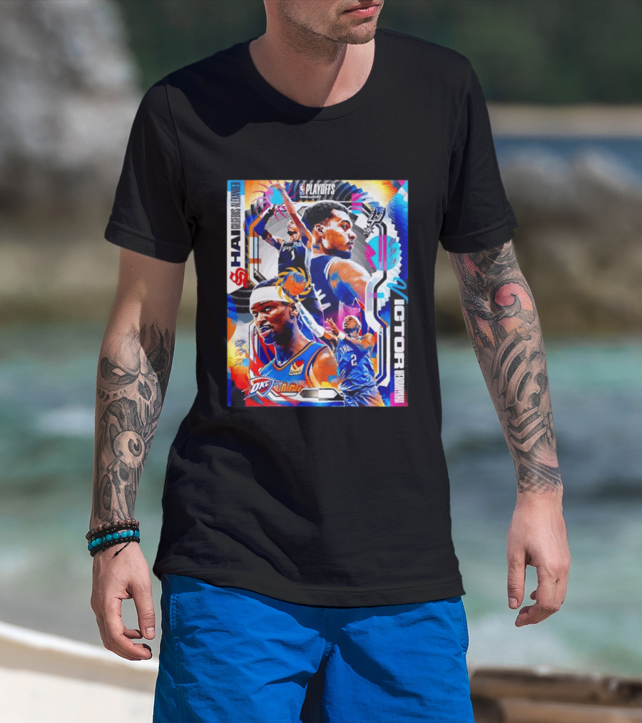 NBA Playoffs Shai Gilgeous Alexander OKC Thunder Victor Wembanyama Spurs Matchup T-Shirt