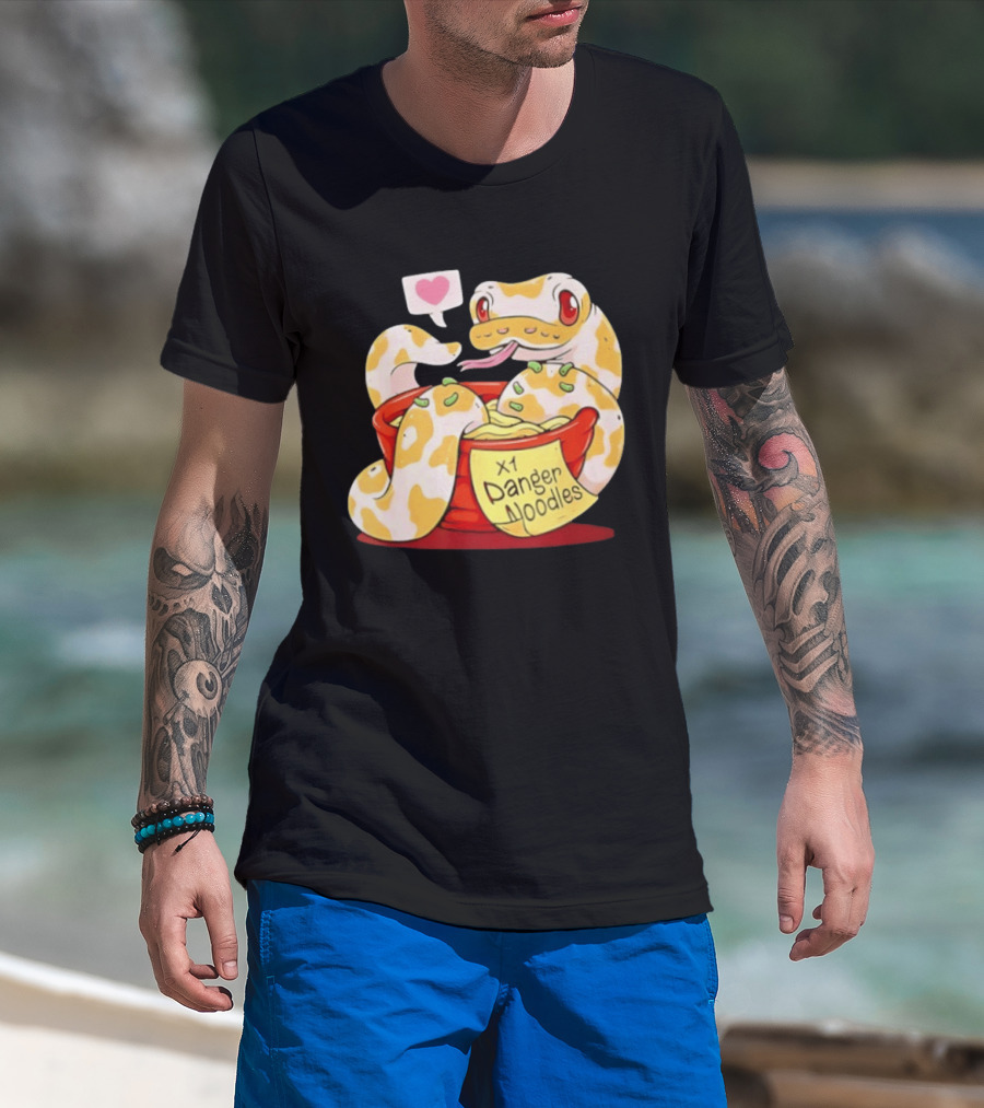 Snake Love X1 Danger Noodles Cartoon Cute Snake With Heart Speech Bubble T-Shirt