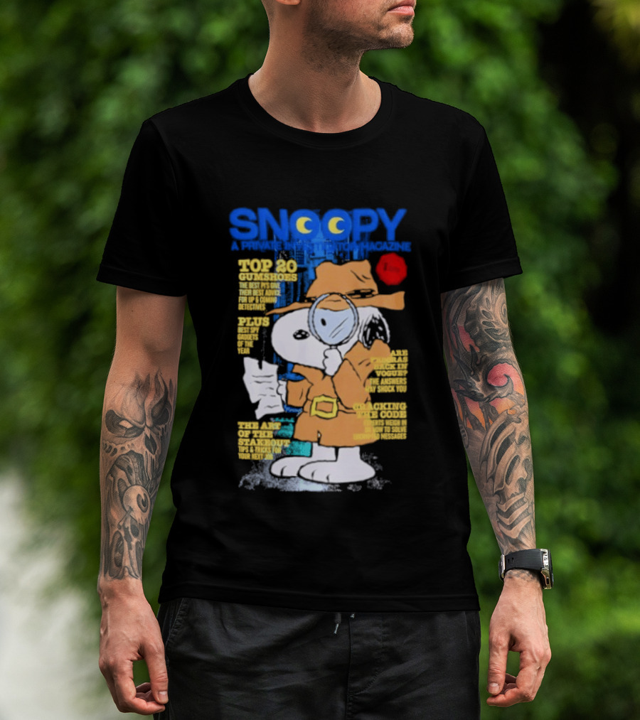 Snoopy Top 20 Clues Uncover Mystery Solved Peanuts Detective Investigator T-Shirt