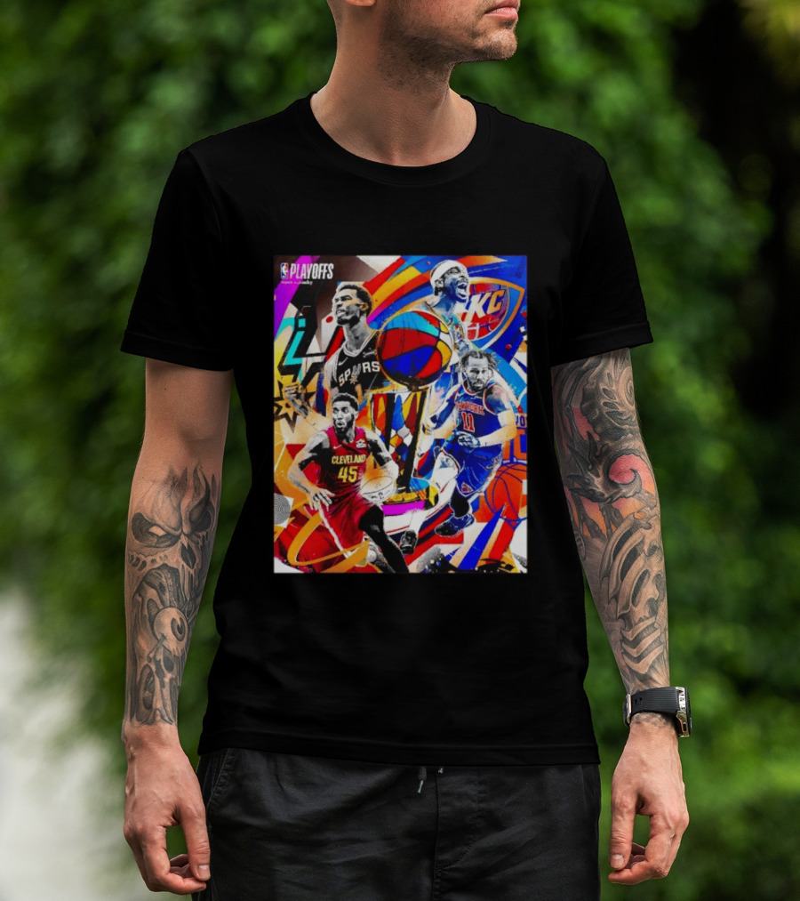 NBA Playoffs Spurs Thunder Cavaliers Knicks Star Players Wemby Alexander Brunson Mitchell T-Shirt
