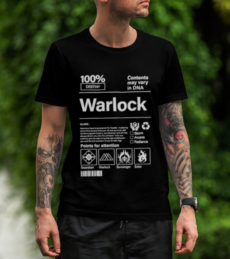100% Destiny Warlock Contents May Vary In DNA Points For Attention Classic Solar Void Arc T-Shirt
