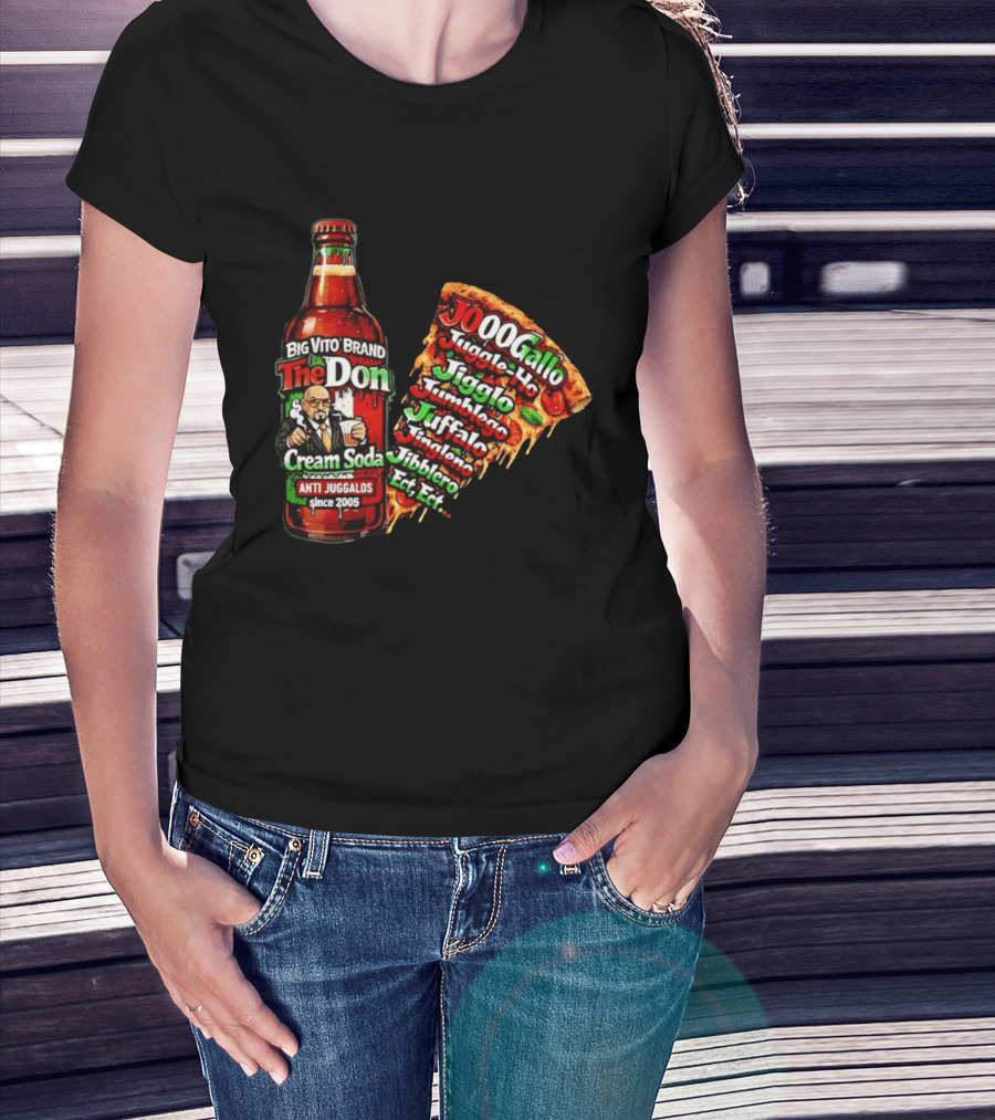 Big Vito Brand The Don Cream Soda Anti Juggalos Juggle Ho Jiggle Ho Pizza Slice 2005 T-Shirt