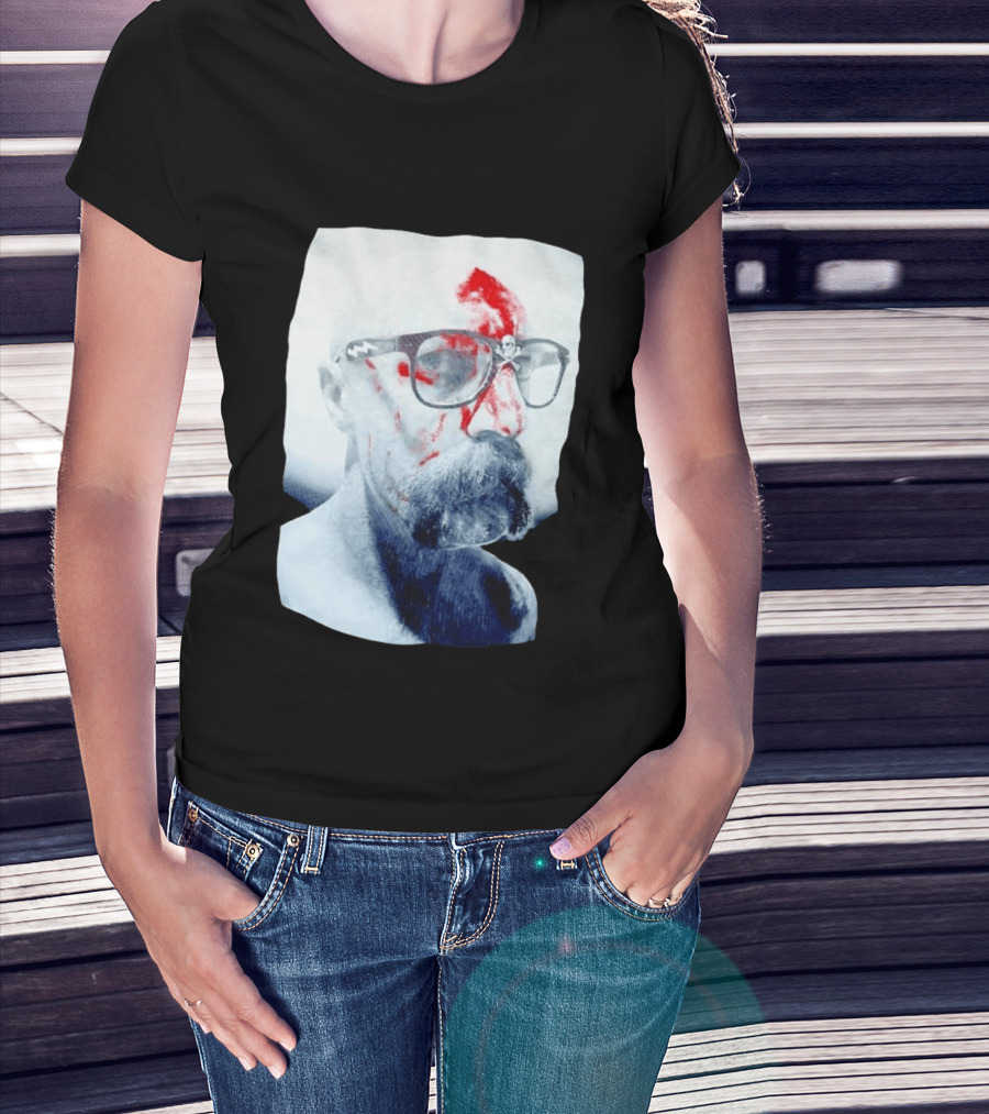 Bald Man With Bloody Beard And Skull Glasses T-Shirt