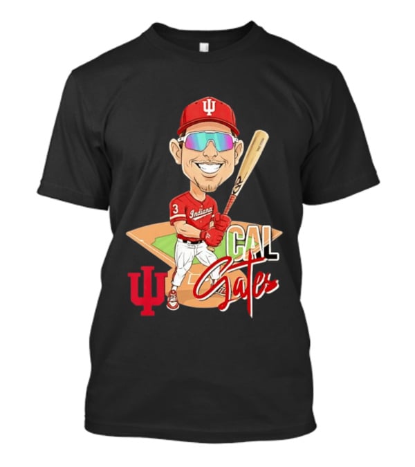 Cal Gates Indiana Hoosiers Baseball Caricature With Indiana University T-Shirt