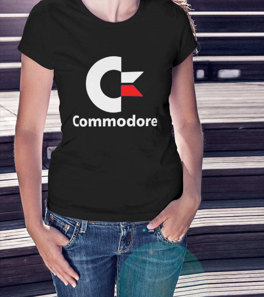 Commodore C Logo Red Accent Retro Computer Brand T-Shirt