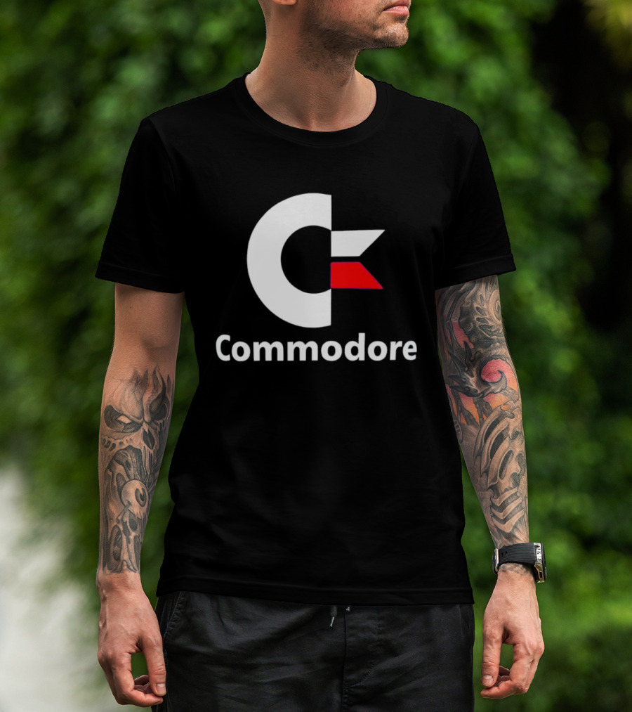 Commodore C Logo Red Accent Retro Computer Brand T-Shirt