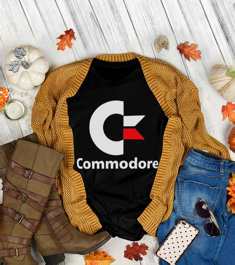 Commodore C Logo Red Accent Retro Computer Brand T-Shirt