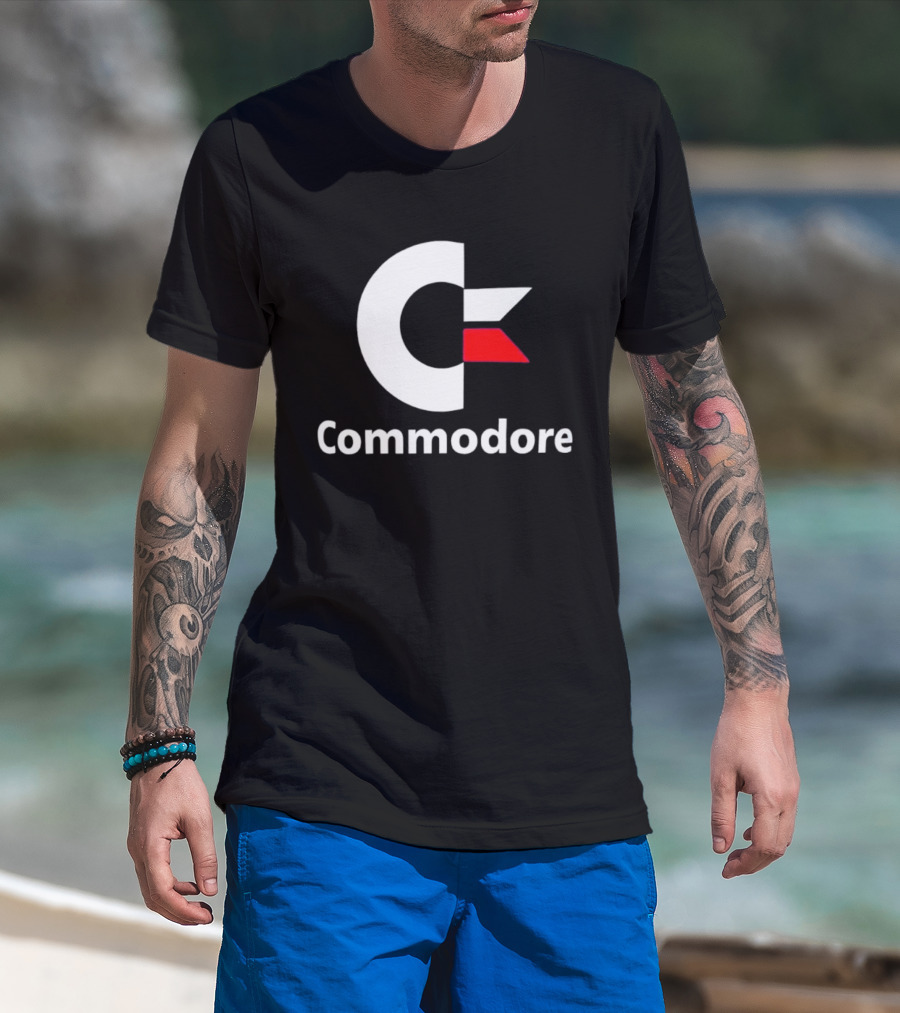 Commodore C Logo Red Accent Retro Computer Brand T-Shirt