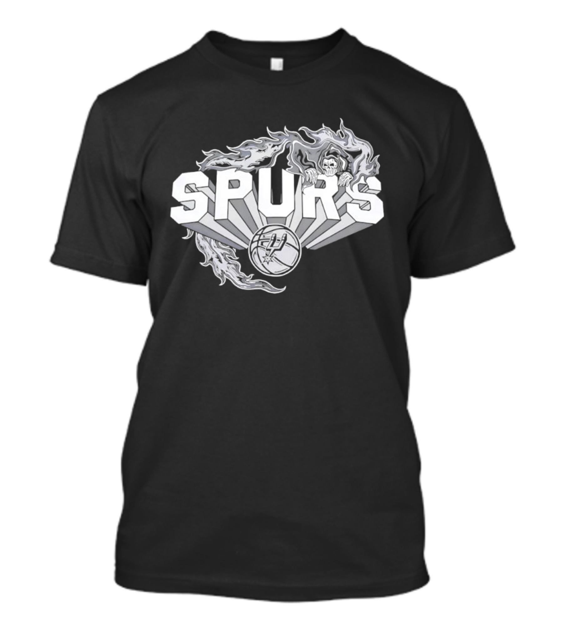 San Antonio Spurs Flaming Skull Grim Reaper NBA Basketball T-Shirt