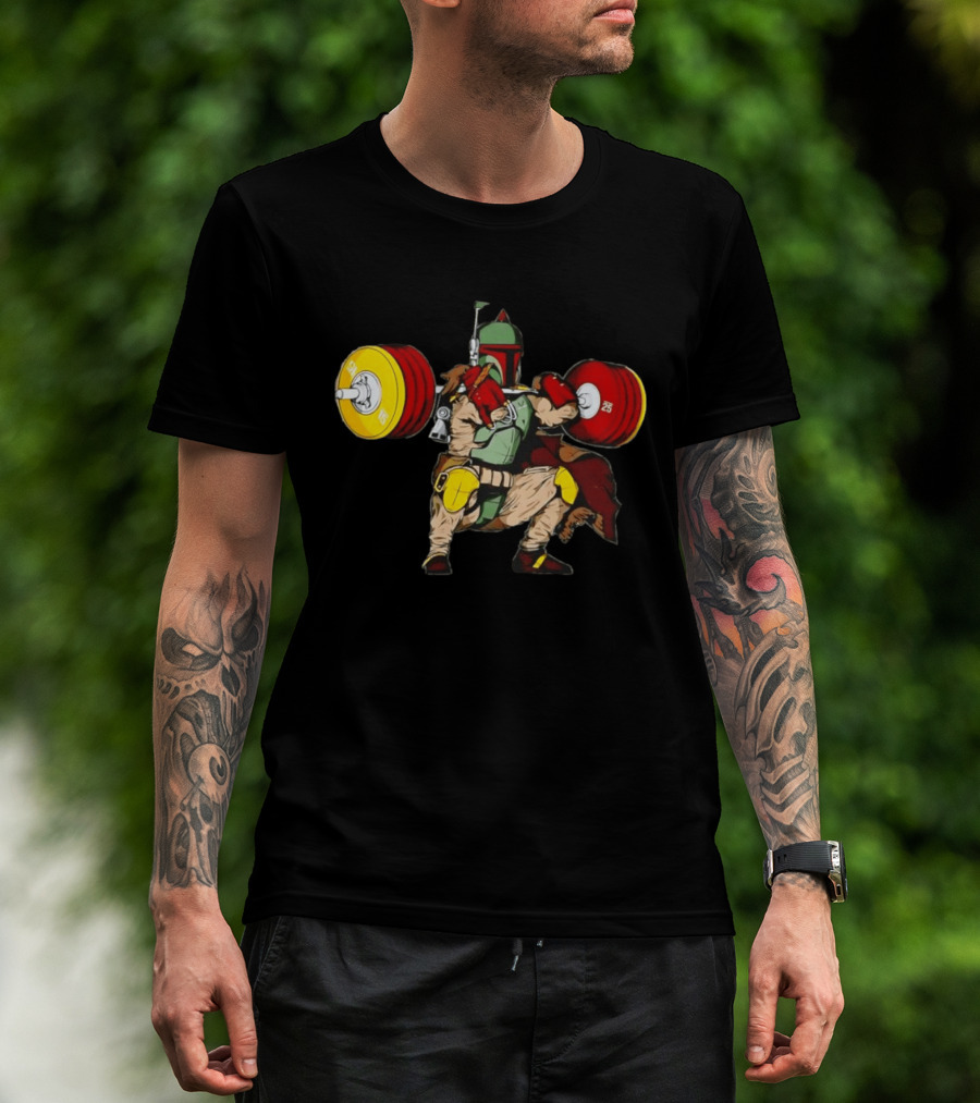 Star Wars Boba Fett Squat Weightlifting Fitness T-Shirt
