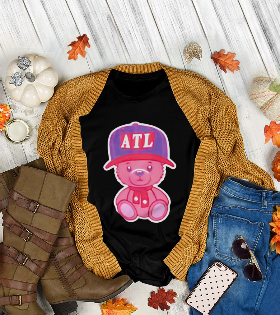 ATL Cap Teddy Bear Atlanta Braves Baseball Scarf T-Shirt