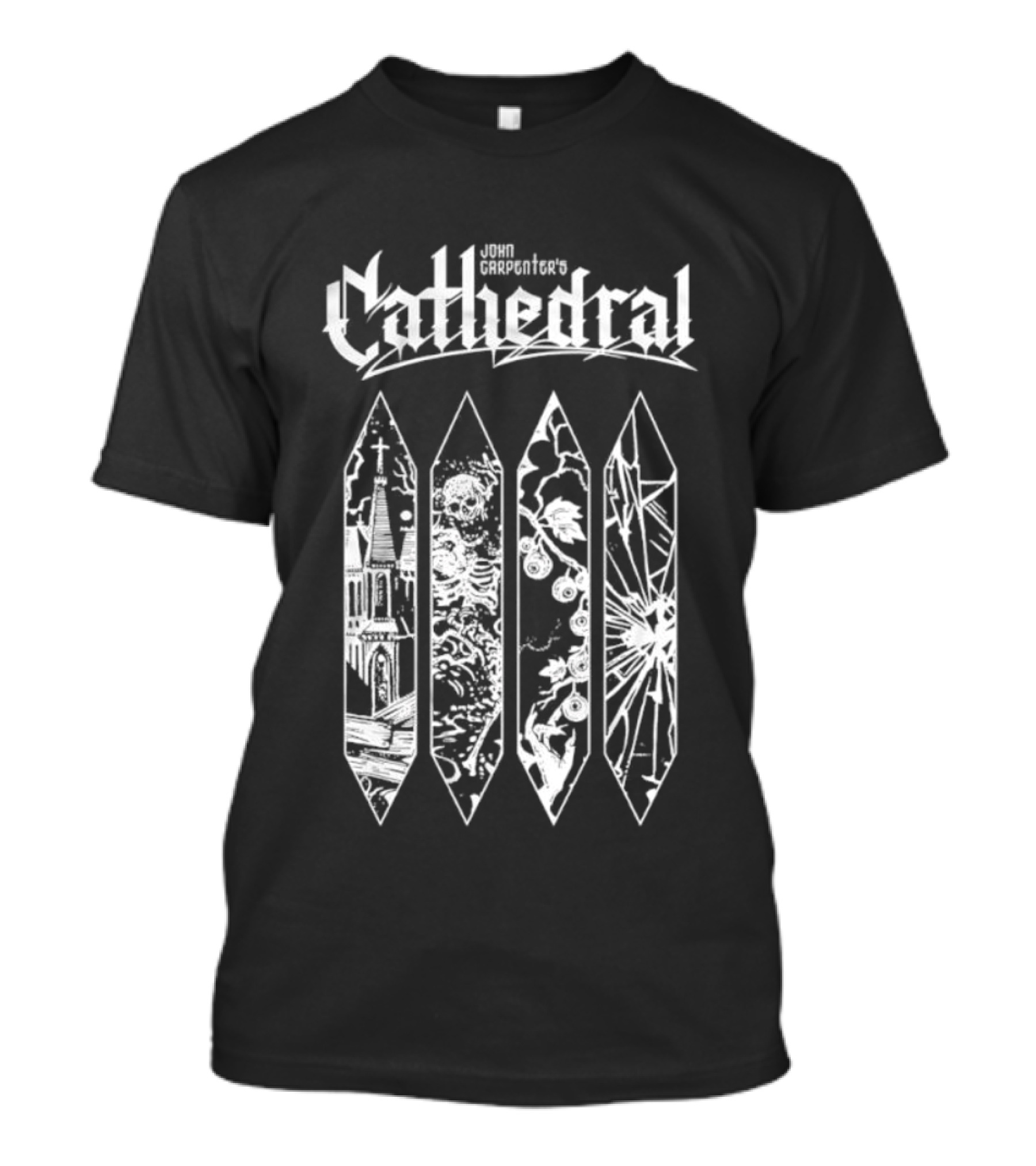 John Carpenter Cathedral Gothic Horror Church Windows Stained Glass T-Shirt