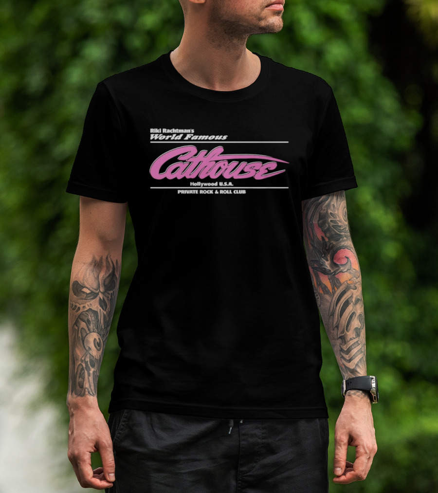 Riki Rachtman's World Famous Cathouse Hollywood USA Private Rock And Roll Club T-Shirt