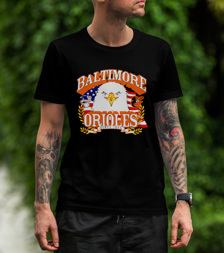 Baltimore Orioles Americana Eagle Logo With USA Flag Celebrating America's 250th Anniversary T-Shirt