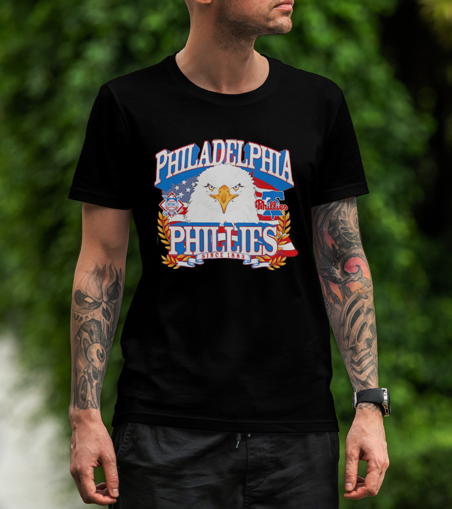 Philadelphia Phillies Eagle Americana Since 1883 National League Flag T-Shirt