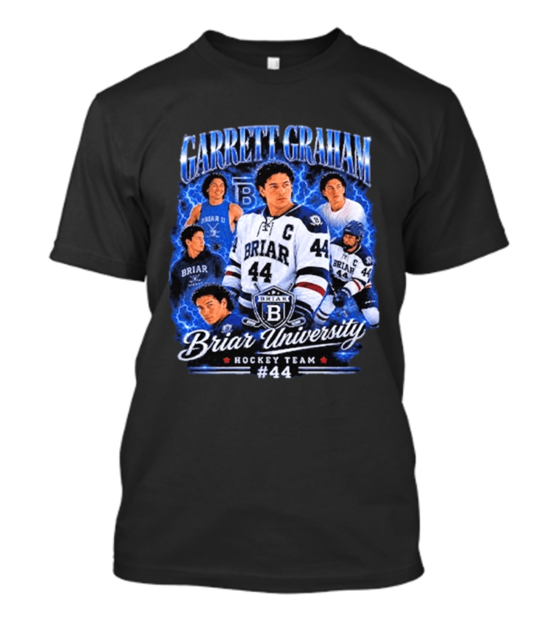 Briar University Garrett Graham 44 Hockey Team Electric Blue T-Shirt