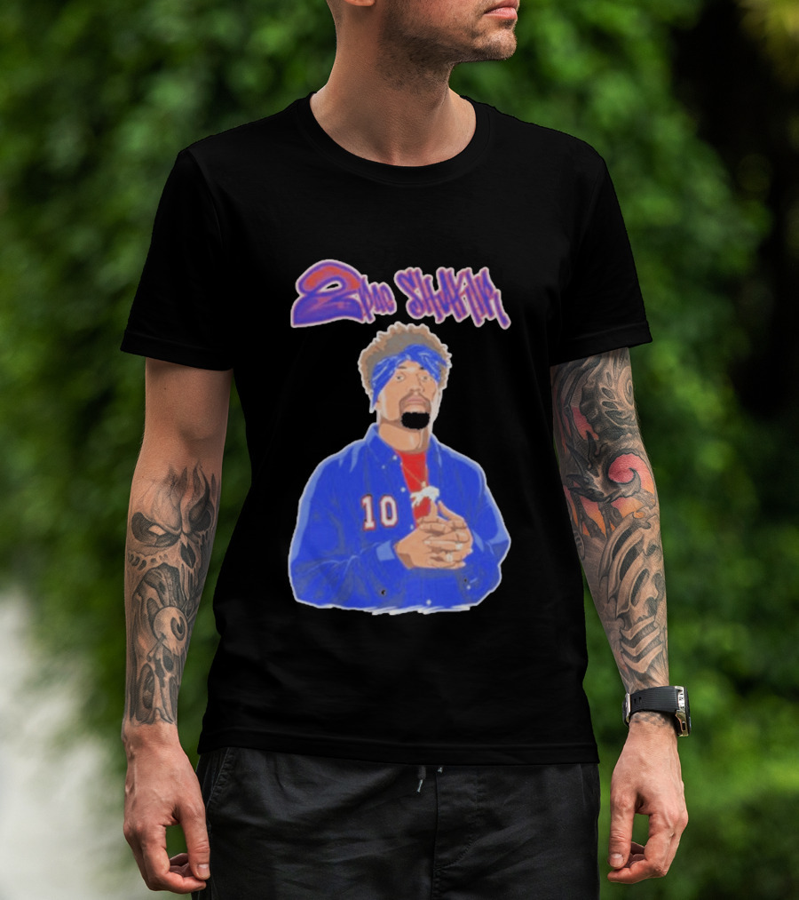 2Pac Shakir Sports Roundtable 10 Blue Bandana T-Shirt