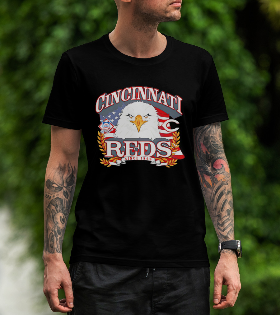 Cincinnati Reds National League Eagle American Flag Since 1869 T-Shirt