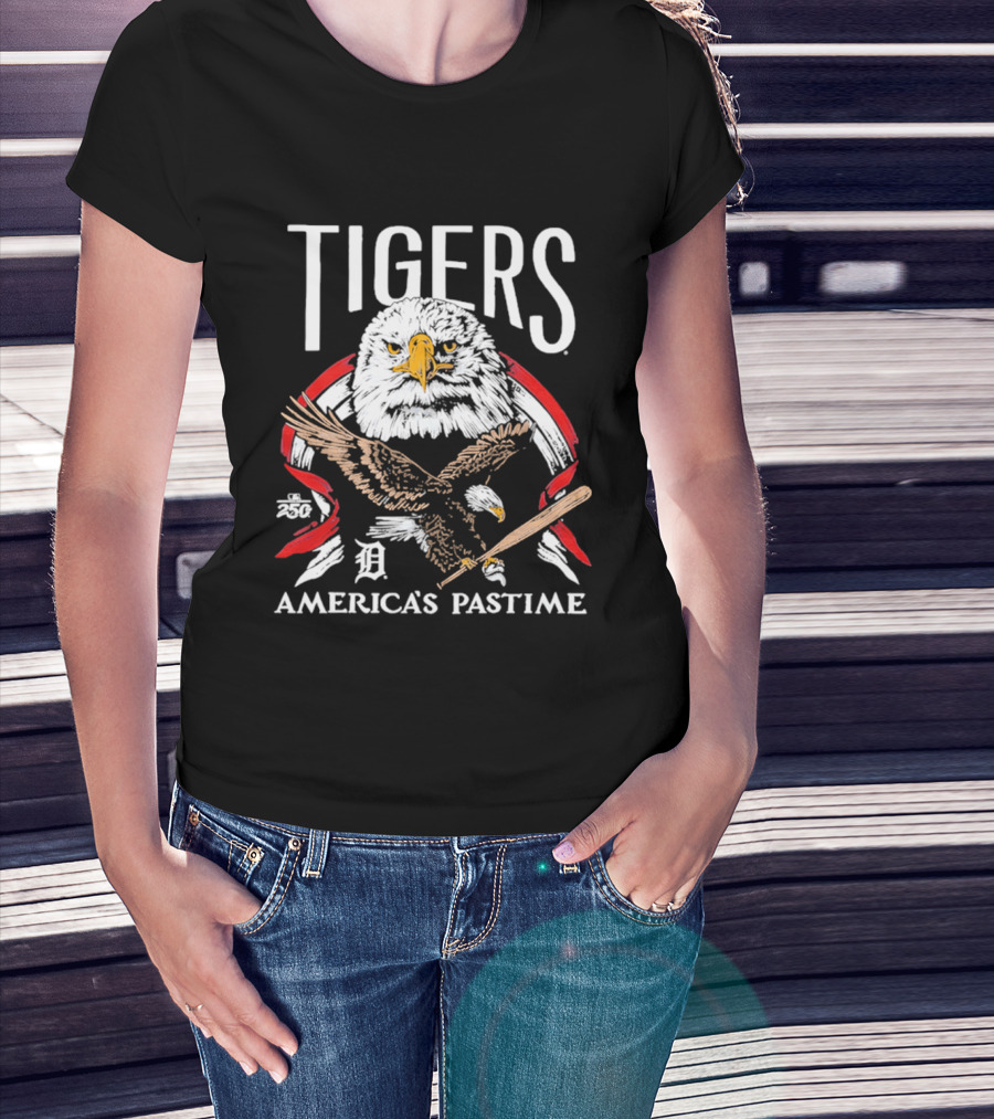 Tigers Eagle America's Pastime Bald Eagle Baseball Bat Iconic 250th Anniversary T-Shirt
