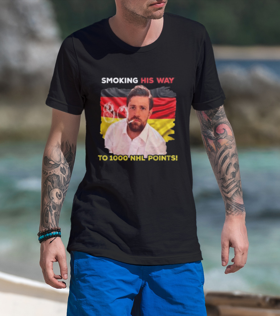 Smoking His Way To 1000 NHL Points Leon Draisaitl Edmonton Oilers T-Shirt