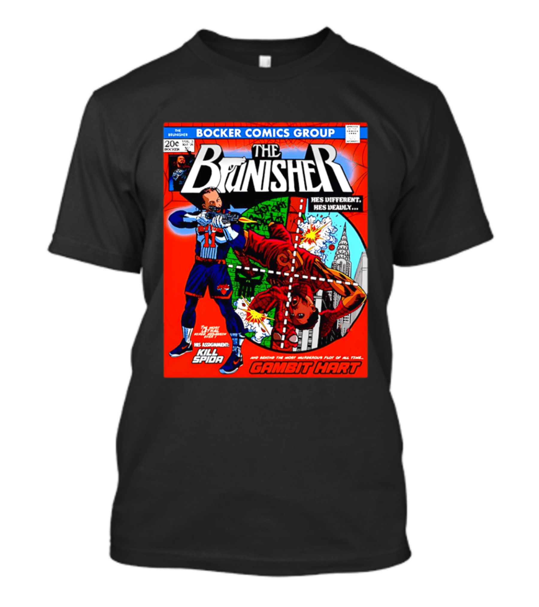 Bocker Comics Group The Brunisher He's Different He's Deadly Kill Spida Gambit Hart T-Shirt