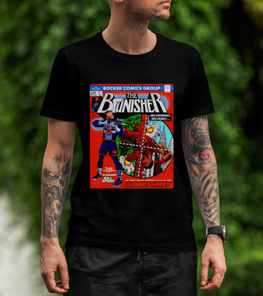 Bocker Comics Group The Brunisher He's Different He's Deadly Kill Spida Gambit Hart T-Shirt