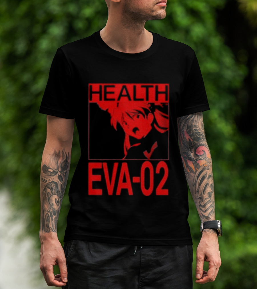 Health Eva 02 Anime Character Red Sketch T-Shirt