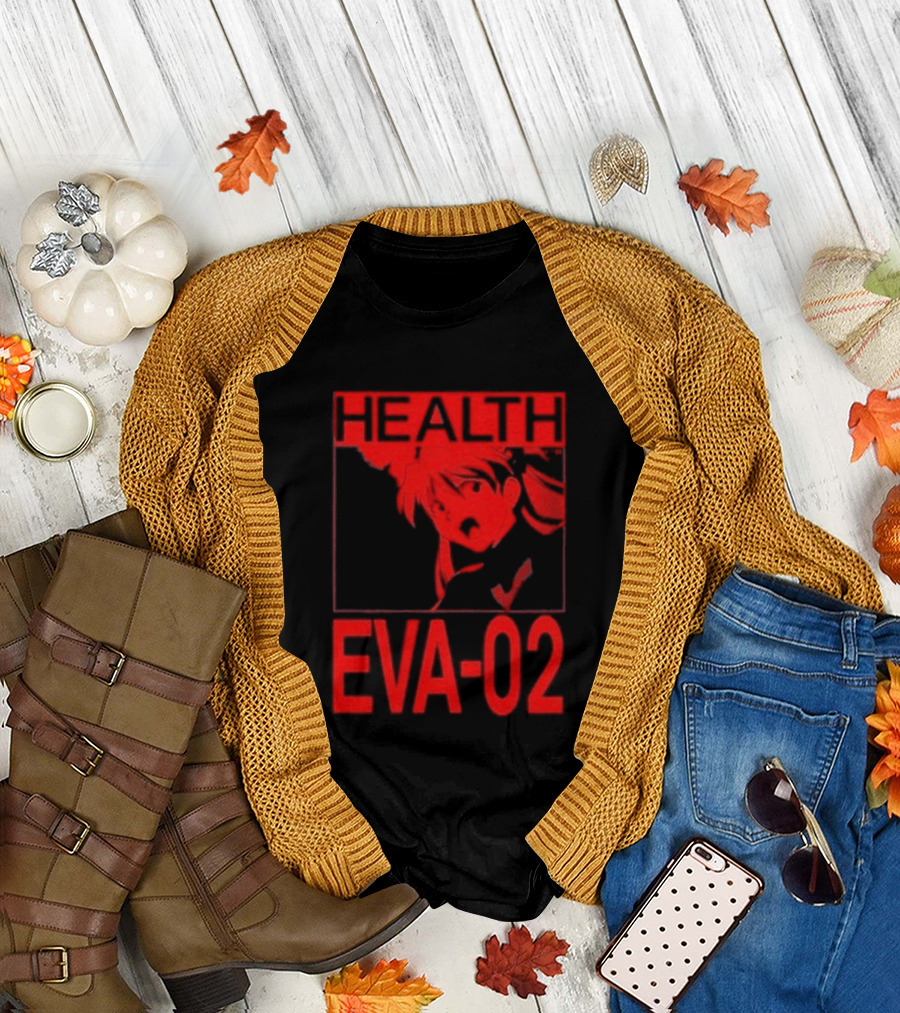 Health Eva 02 Anime Character Red Sketch T-Shirt