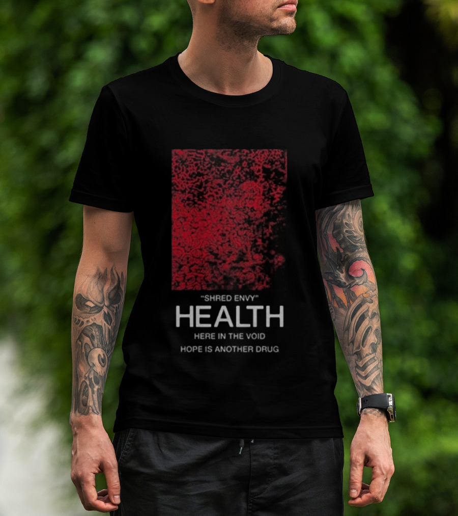 Health Shred Envy Victim Trash Decade 2020 2029 Red Black Abstract T-Shirt