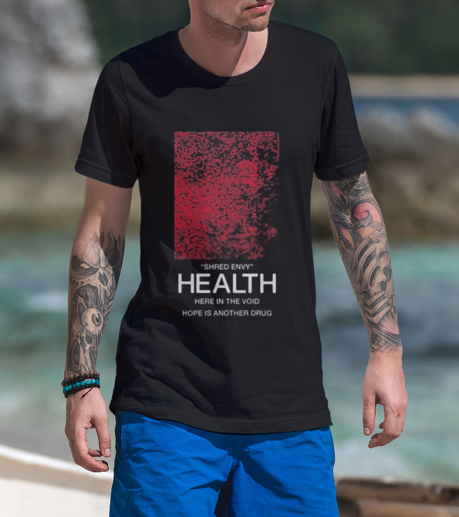Health Shred Envy Victim Trash Decade 2020 2029 Red Black Abstract T-Shirt